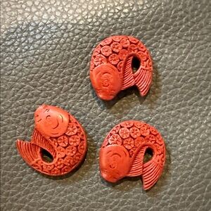 Rare Bundle of Vintage Cinnabar Fish Beads